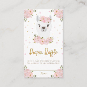 Llama Baby shower Blush Pink Floral Diaper Raffle Informatiekaartje