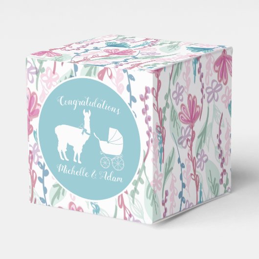 Llama Baby shower Cute Blue Boy Bedankdoosjes (Voorkant Zijde)