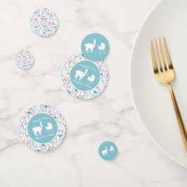 Llama Baby shower Cute Blue Boy Confetti