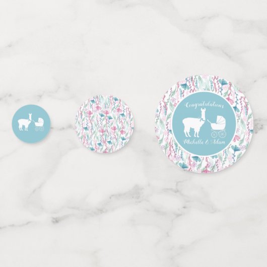 Llama Baby shower Cute Blue Boy Confetti (Voorkanten)