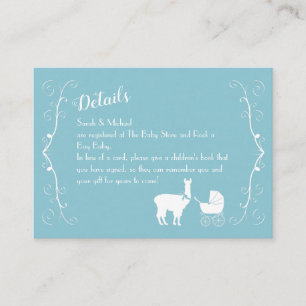 Llama Baby shower Cute Blue Boy Informatiekaartje