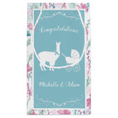 Llama Baby shower Cute Blue Boy Klein Cadeauzakje (Achterkant)
