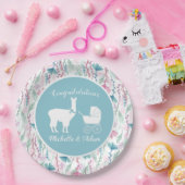 Llama Baby shower Cute Blue Boy Papieren Bordje (Feest)