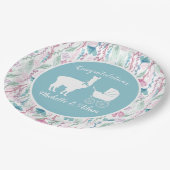 Llama Baby shower Cute Blue Boy Papieren Bordje (Gekanteld)