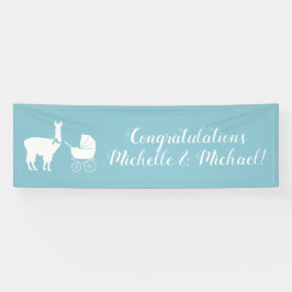 Llama Baby shower Cute Blue Boy Spandoek