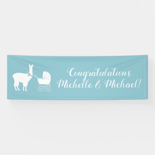 Llama Baby shower Cute Blue Boy Spandoek (Horizontaal)