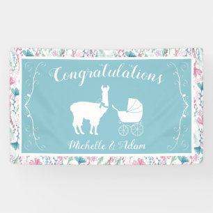 Llama Baby shower Cute Blue Boy Spandoek