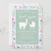Llama Baby shower Cute Green Gender Neutral Kaart (Voorkant)