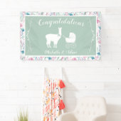 Llama Baby shower Cute Green Gender Neutral Spandoek (Insitu)