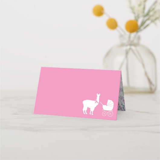 Llama Baby shower Cute Pink Girl Plaatskaartje (Voorkant)