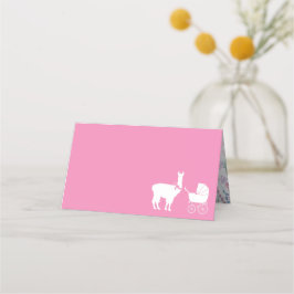Llama Baby shower Cute Pink Girl Plaatskaartje