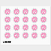 Llama Baby shower Cute Pink Girl Ronde Sticker (Vel)