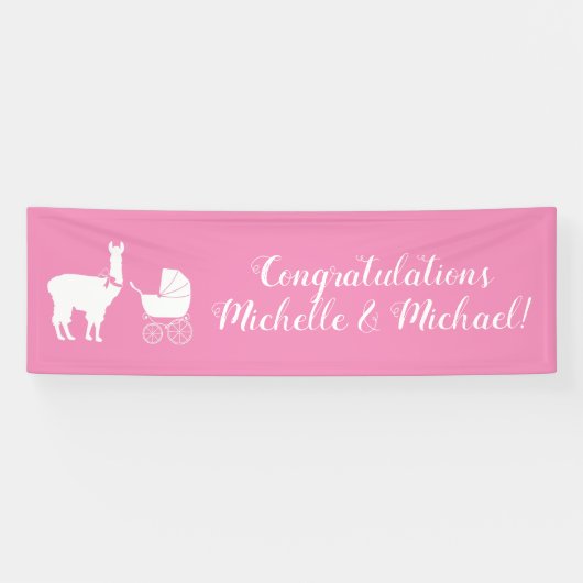 Llama Baby shower Cute Pink Girl Spandoek (Horizontaal)