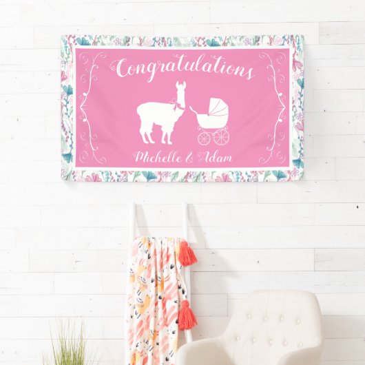 Llama Baby shower Cute Pink Girl Spandoek (Insitu)