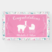 Llama Baby shower Cute Pink Girl Spandoek (Horizontaal)