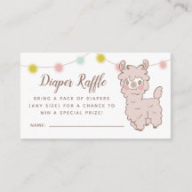 Llama Baby shower Diaper Raffle Ticket