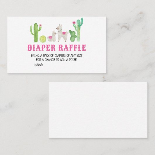 Llama Baby shower Diaper Raffle Visitekaartje (Voorkant / Achterkant)