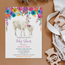 Llama Baby shower Fiesta Bright Flower Kaart