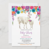 Llama Baby shower Fiesta Bright Flower Kaart (Voorkant)