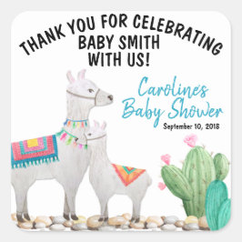 Llama baby shower gunst sticker dank u sticker