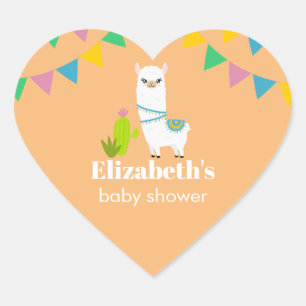 Llama-baby shower hart sticker