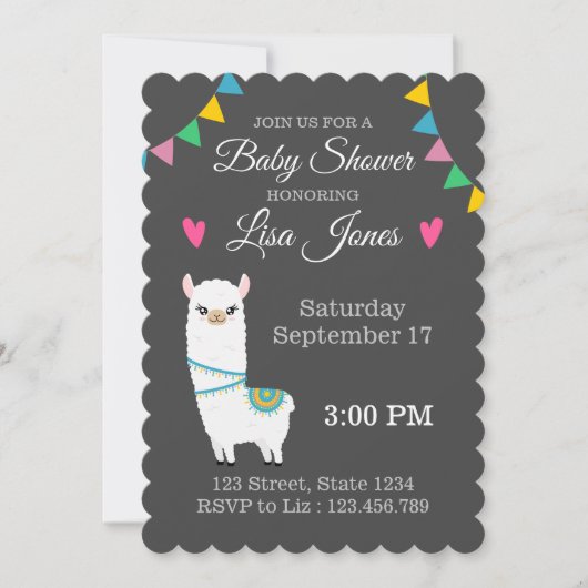  Llama-Baby shower Kaart (Voorkant)
