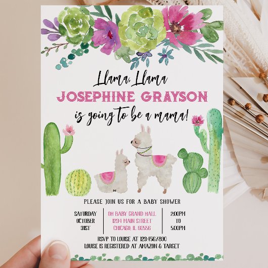Llama Baby Shower Kaart