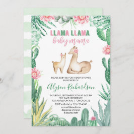 Llama baby shower meisje uitnodiging, baby mama kaart
