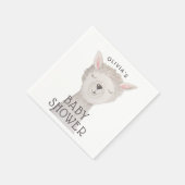 Llama Baby Shower | Neutral Cute Watercolor Alpaca Servet (Hoek)
