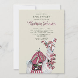 Llama | BABY SHOWER | Peach | Uitnodiging