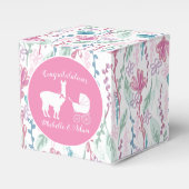 Llama Baby shower Pink Girl Bedankdoosjes (Voorkant Zijde)