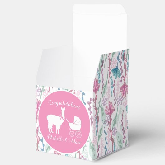 Llama Baby shower Pink Girl Bedankdoosjes (Geopend)