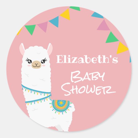  Llama-Baby shower Ronde Sticker (Voorkant)