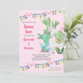 Llama Baby shower roze lama liefde Kaart (Staand voorkant)