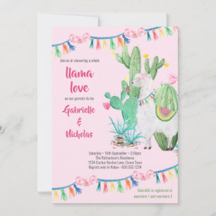 Llama Baby shower roze lama liefde Kaart