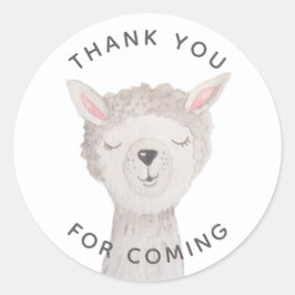 Llama Baby Shower Thank You | Cute Alpaca Animal Ronde Sticker
