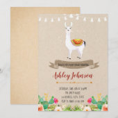 Llama baby shower uitnodiging (Voorkant / Achterkant)