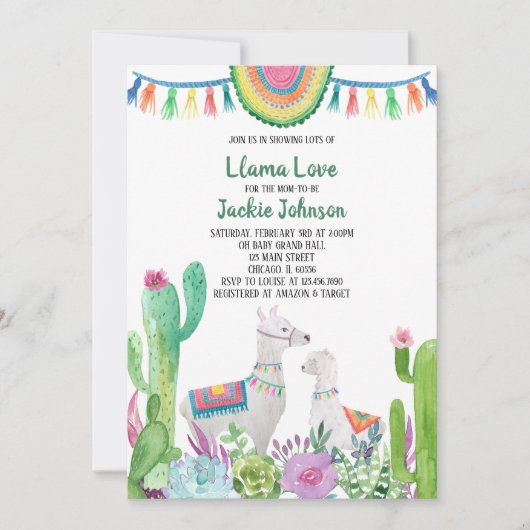 Llama Baby shower Uitnodiging (Voorkant)