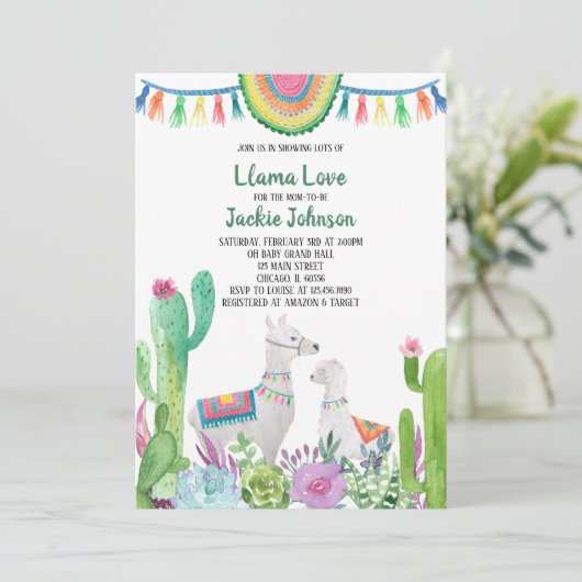 Llama Baby shower Uitnodiging (Staand voorkant)