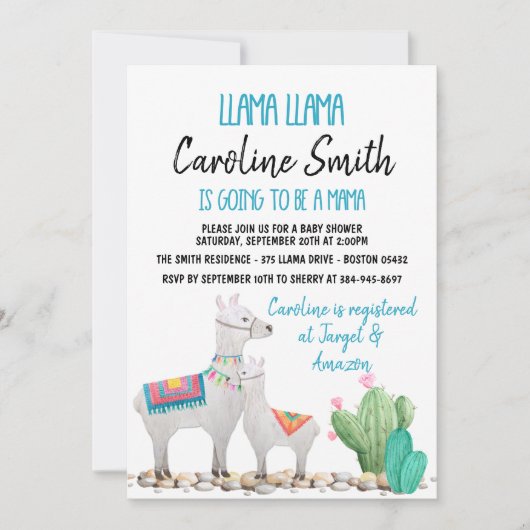 Llama Baby shower Uitnodiging Genderneutraal Uitno (Voorkant)