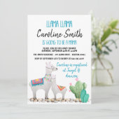 Llama Baby shower Uitnodiging Genderneutraal Uitno (Staand voorkant)