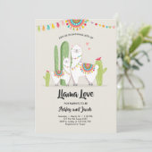 Llama baby shower uitnodiging Llama Love Fiesta (Staand voorkant)