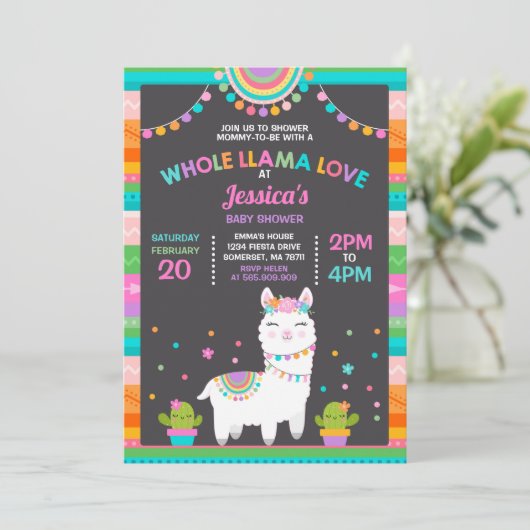 Llama Baby shower Uitnodiging Whole Llama Love Bab (Staand voorkant)