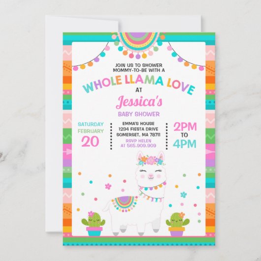 Llama Baby shower Uitnodiging Whole Llama Love Bab (Voorkant)