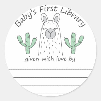 Llama baby's eerste bibliotheek boekenplaat ronde  ronde sticker