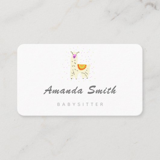 Llama Babysitter Minimaal Visitekaartje (Voorkant)