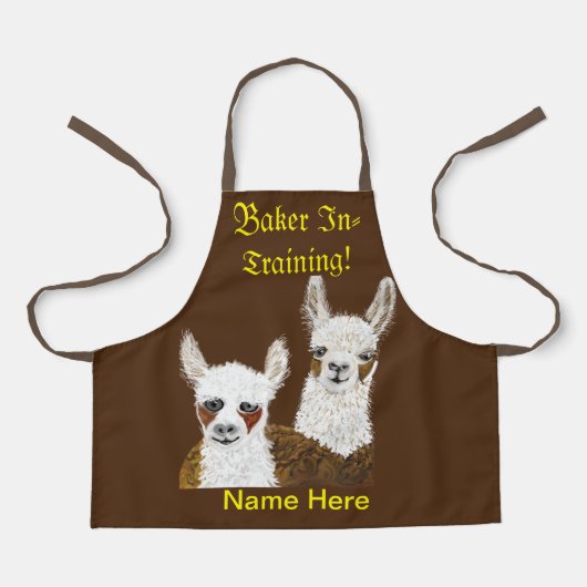 Llama Baker in Training en (naam hier) Kinderen Schort (Voorkant)