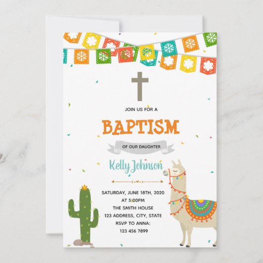 Llama baptism Invitation Kaart (Voorkant)