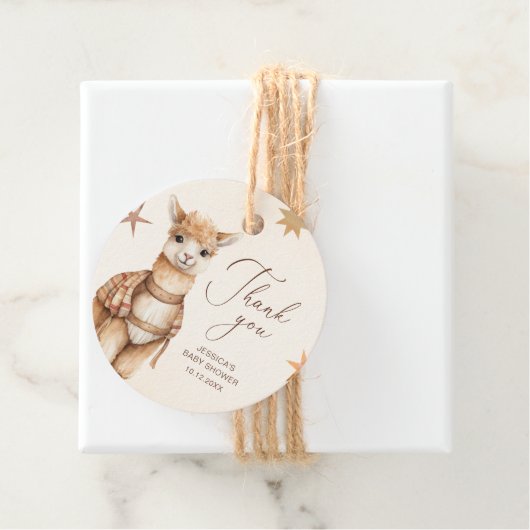 Llama Bedankt Baby shower Bedankjes Labels (In situ)