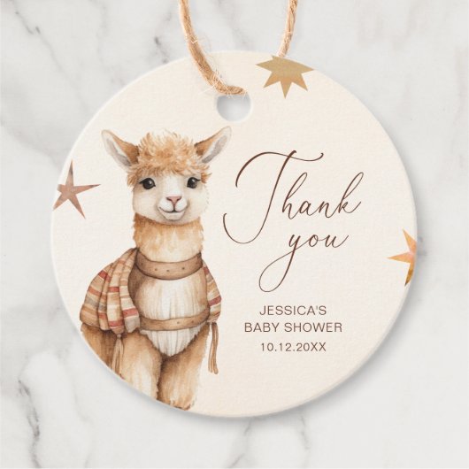 Llama Bedankt Baby shower Bedankjes Labels (Voorkant)